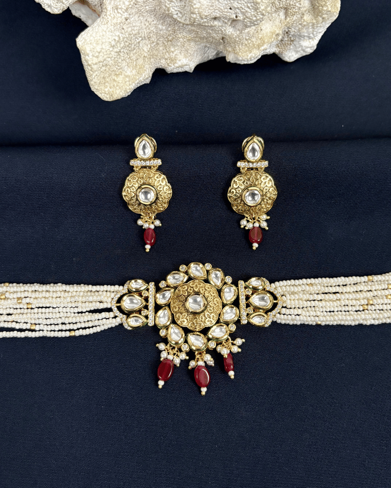 Mehek Kundan Choker With Ruby Drops | Mint Work