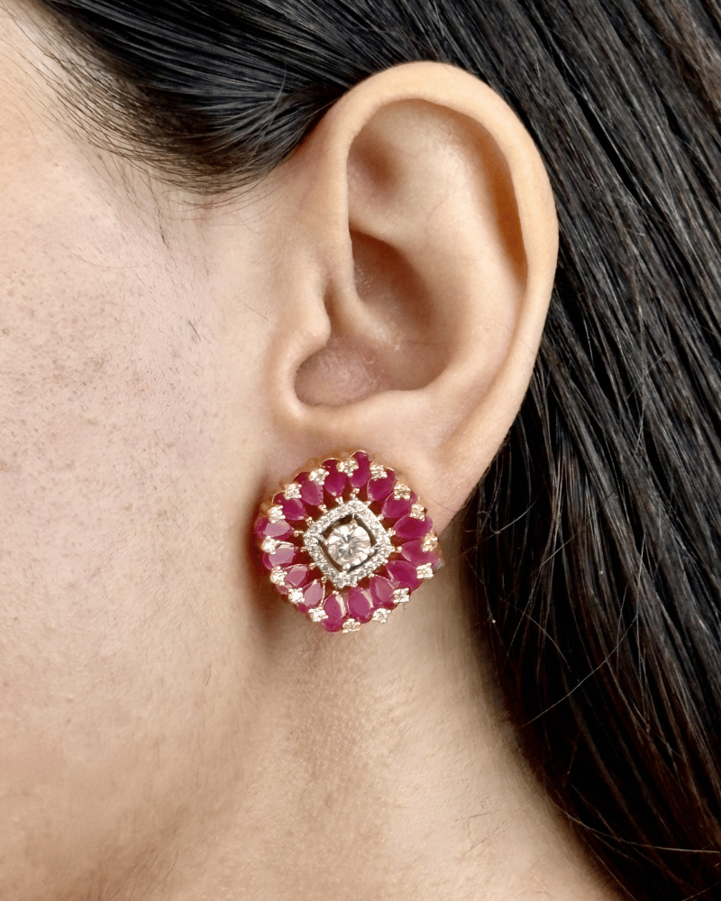 Gulnaaz Ruby Diamond Pendant Set | Without Chain