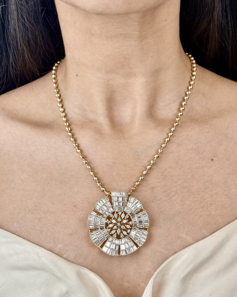 Celestial Disc Diamond Pendant Set | Without Chain