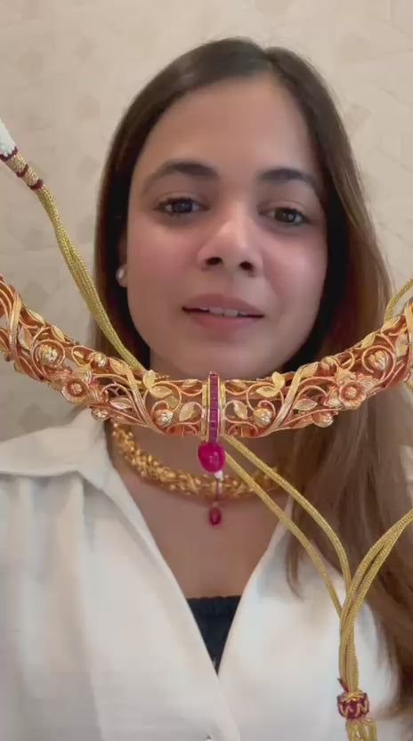 Ruby Royale Hasli | Choki Red Stones | 18K Gold Plating