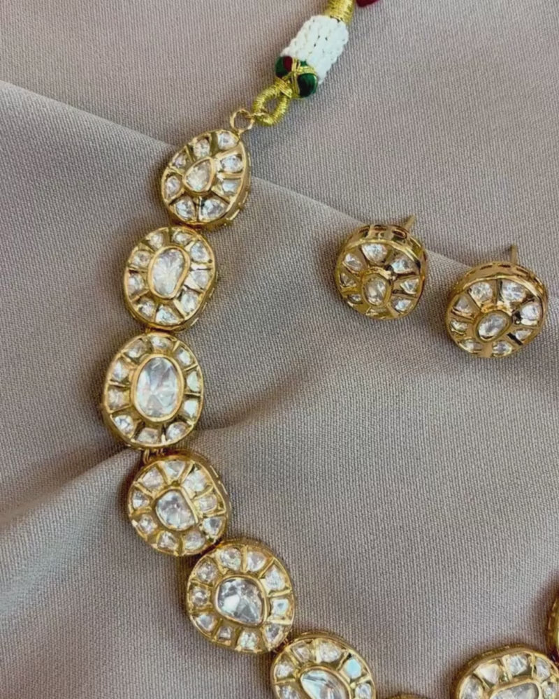Bikaneri Kundan Necklace Set (18K Gold Plating)