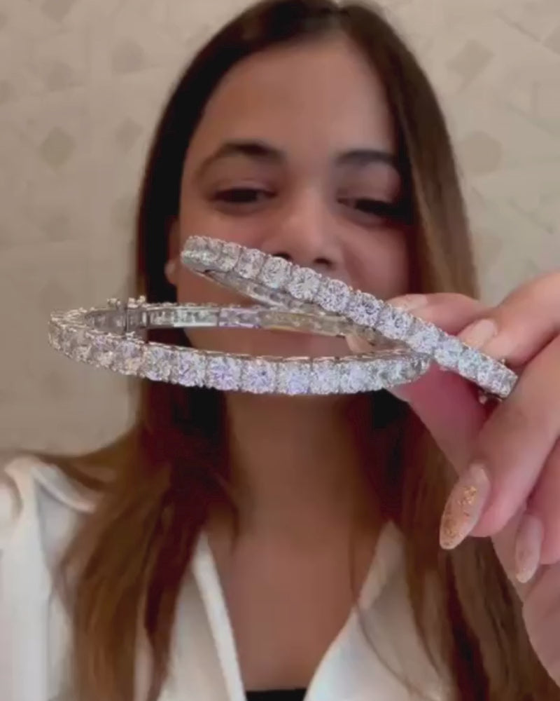 Single Line Solitaire Kangan | Rhodium Plating | Single Piece